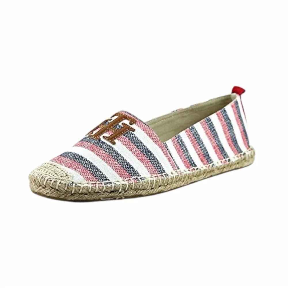 Tommy Hilfiger Striped Canvas TH Logo Espadrille Shoes. Size 8.